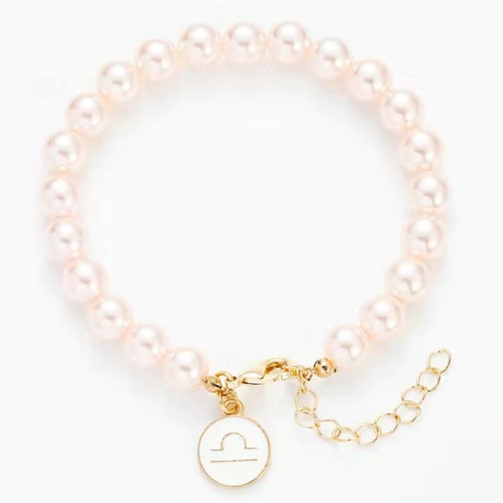 Libra 14k gold horoscope beaded adjustable chain bracelet